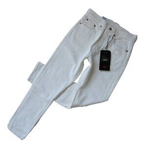 NWT Levi's 501 Skinny in Don't Mind If I Do White Destroyed Rigid Jeans 27 x 28